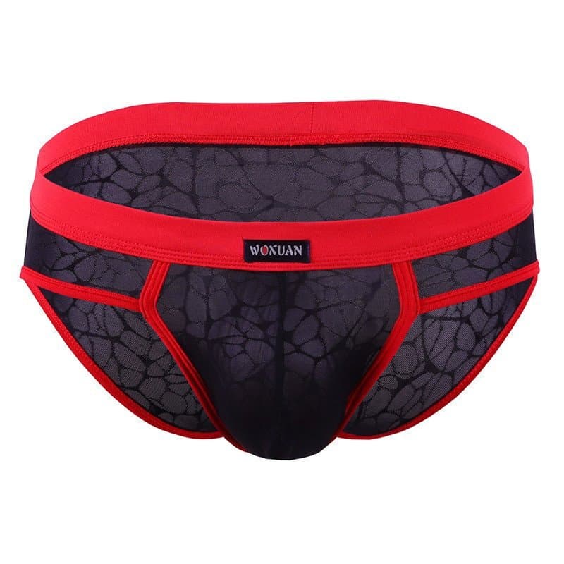 Cuecas Triangulares De Malha De Renda Masculina Macia Semi-Transparente Roupa Íntima U-Bolsa Contraste Guarnição Respirá