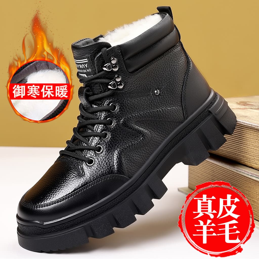 Martin botas masculinas inverno novo estilo camada superior forro de lã antiderrapante ao ar livre sapatos de algodão de