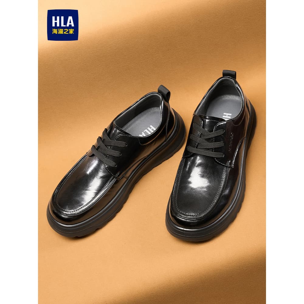 HLA/Hailan House sapatos masculinos 2026 novo estilo sapatos de couro Formal masculino clássico de sola grossa respiráve