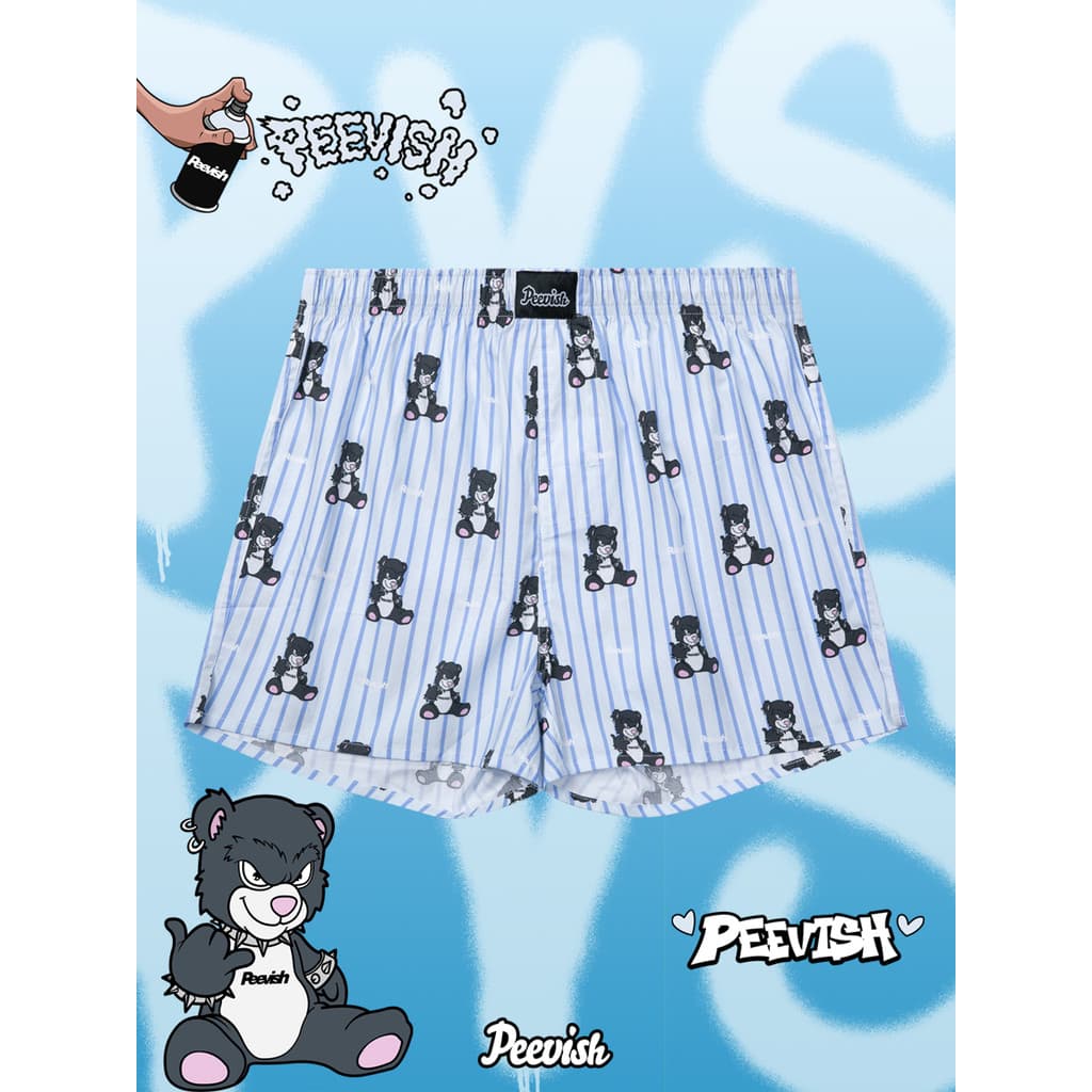PEEVISH PEEVISH Calças de seta de algodão puro Roupa íntima solta Homens Mulheres Casa Calças de pijama curtas Calças de