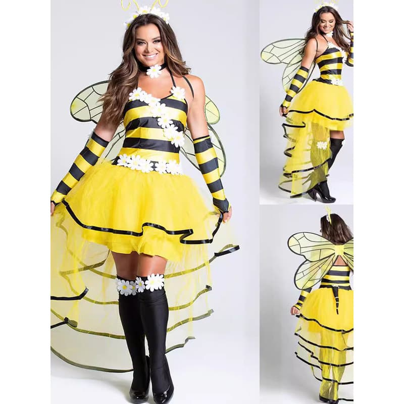 Novo adulto pequena abelha Cosplay traje Halloween engraçado inseto traje abelha gaze vestido de princesa festa evento d