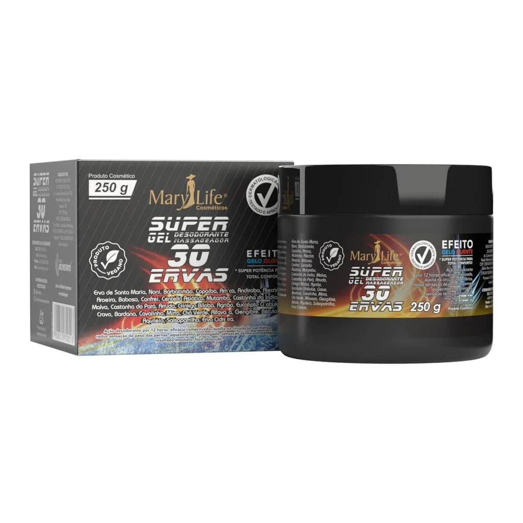 Super Gel Desodorante Massageador 30 Ervas 250g
