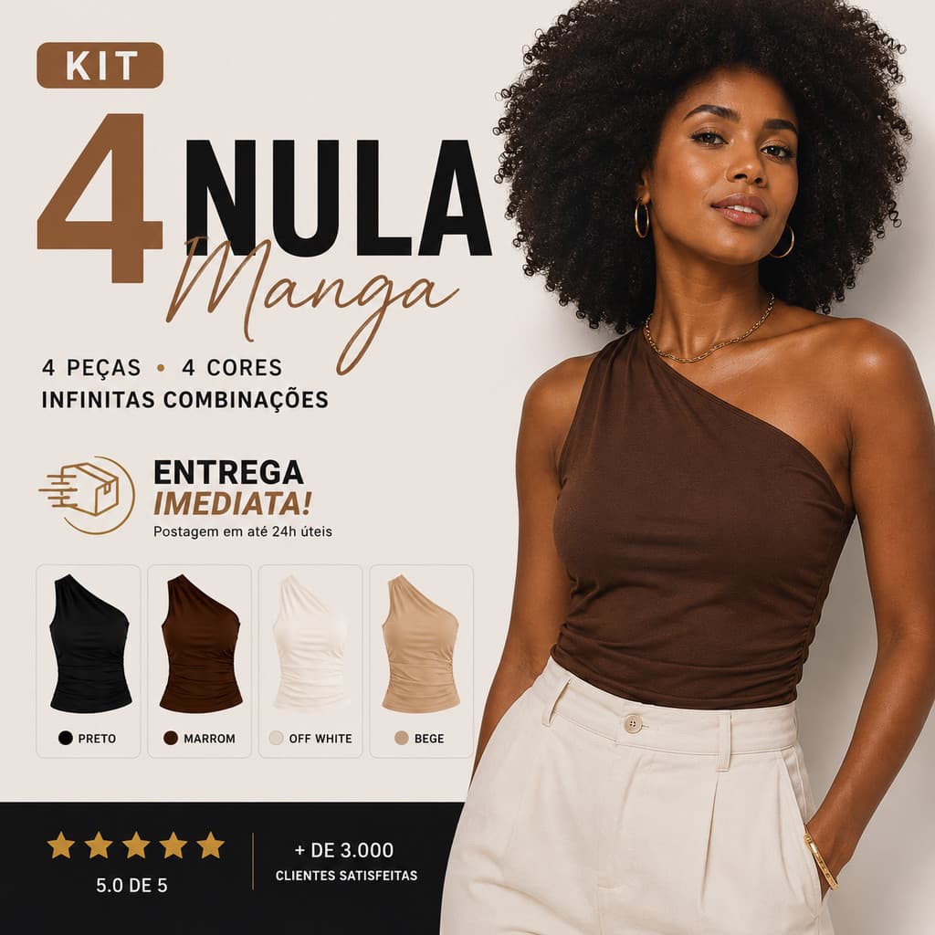 Kit 4 Blusa Nula Manga Assimétrica Feminina Elegante Casual Com Franzido Ombro Único Festa Elegante Suplex