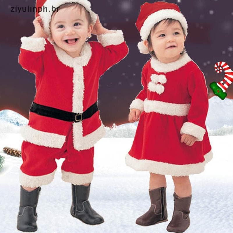 ziyulinph Natal Crianças Traje De Papai Noel Da Criança Do Bebê Vermelho Roupas De Festa Vestido Terno Para Meninos E Me