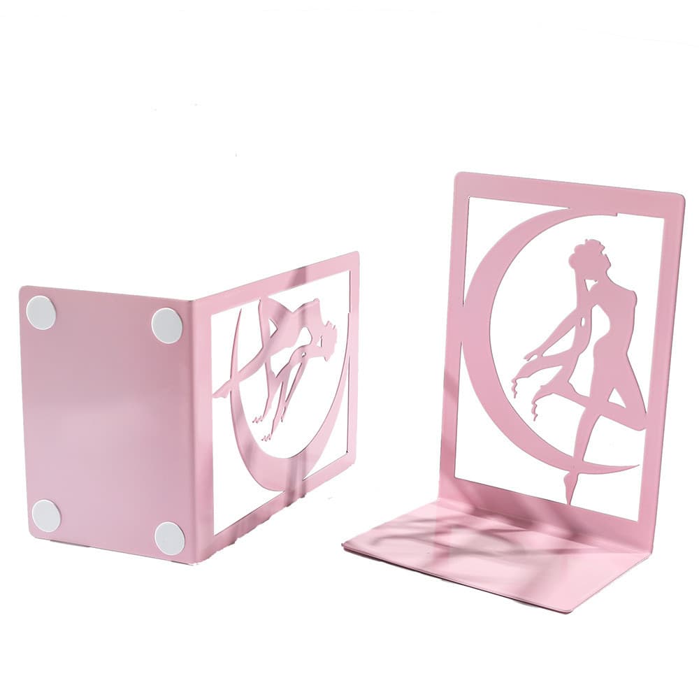 Suporte de Livros em Metal Rosa Sailor Moon, Formato L, Suporte de Livros em Metal Vazado, Suporte para Livros, Batente