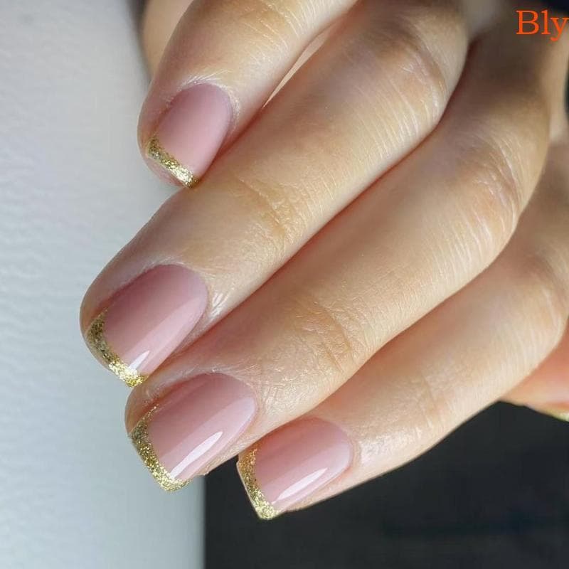 Bly 24 Peças Prensa Unhas Curtas Quadradas Falsas Acrílicas Ponta Francesa Artificiais