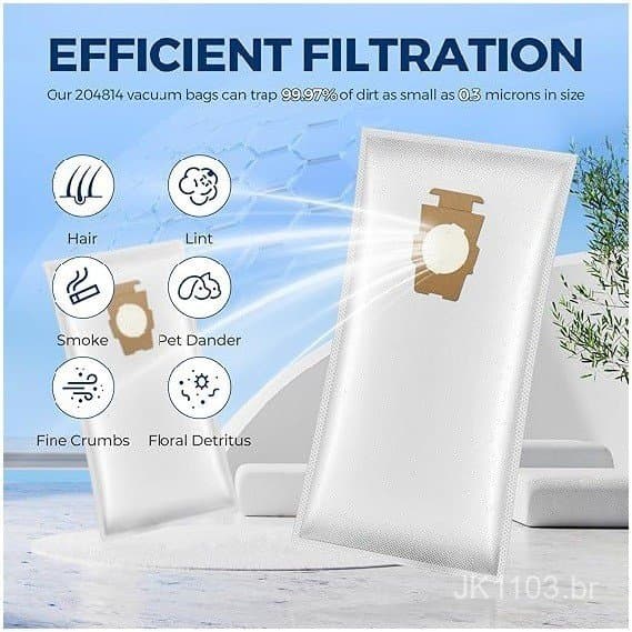 Compatível com sacos de filtro para aspirador Kirby204814/204811, sacos coletores de pó para aspirador, sacos de tecido
