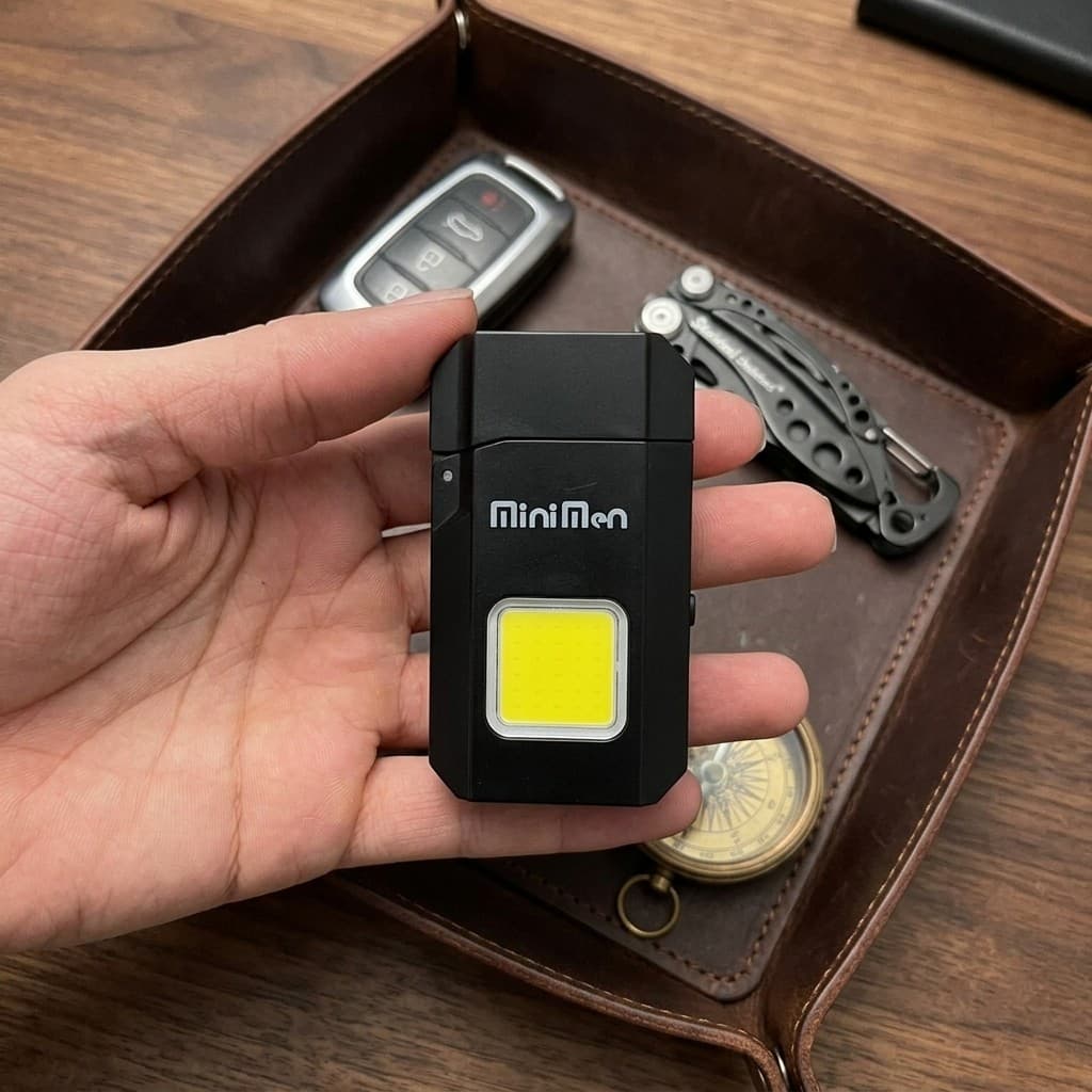 Isqueiro Elétrico Plasma USB Recarregável Com Lanterna LED Portátil Compacto Elegante Acendedor Multifuncional