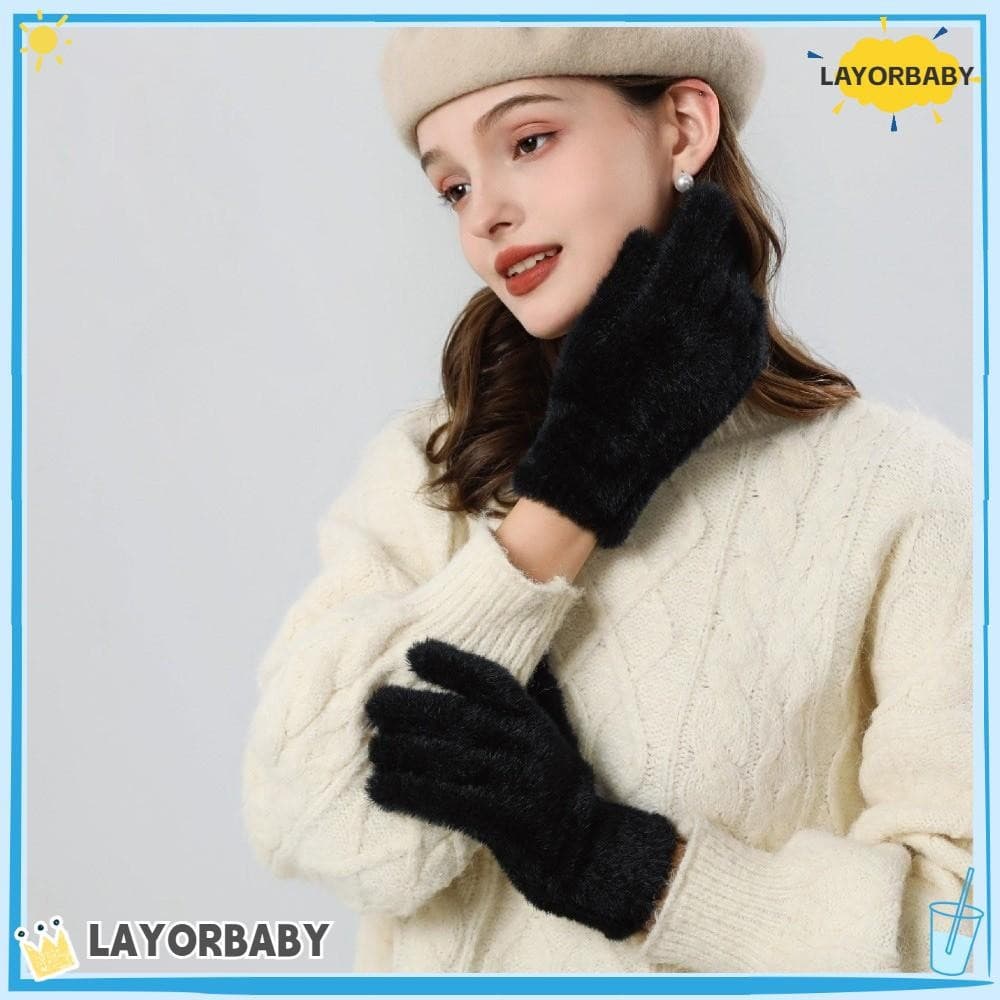 LAYORBABY Luvas De Inverno , Tela De Toque Quente Com Tocável À Prova De Frio Vento Dedos Inteiros