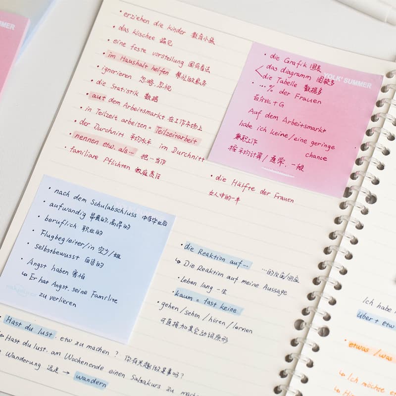 Ki meia tinta papelaria cor quente gradiente notas pegajosas simples ins estilo suave cor mancha manual Material caderno