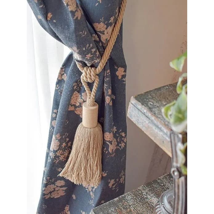 Moffy moffy fabricante novo estilo moderno simples cortina cinta corda de algodão linho trançado cor sólida borla gravat
