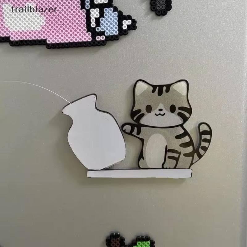 Gato Empurrando Vaso Ímãs De Geladeira Decoração Para Casa Ímã Bigode Coleção Caixa Memorial De Escritório Em Presente