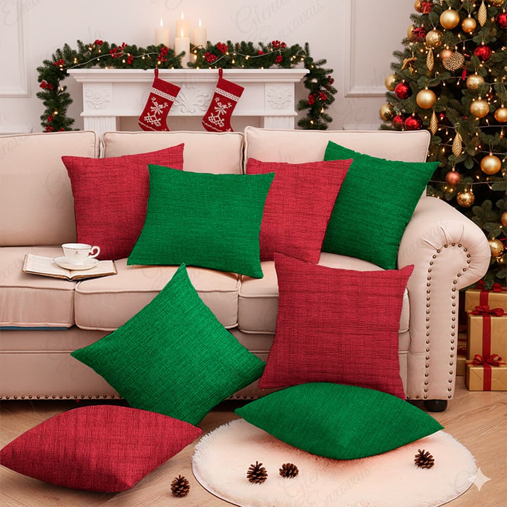 Combo 8 Capas de Almofadas Para Natal Cores Vibrantes - AL
