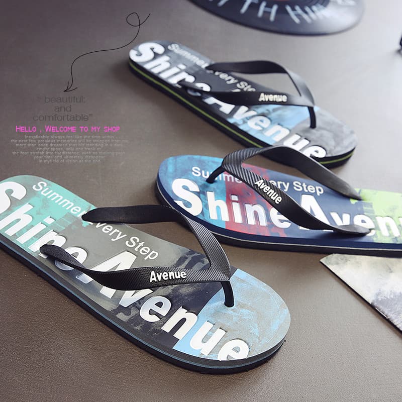Novo estilo praia Flip-Flops masculino férias à beira-mar único tamanho grande sandálias ao ar livre antiderrapante S