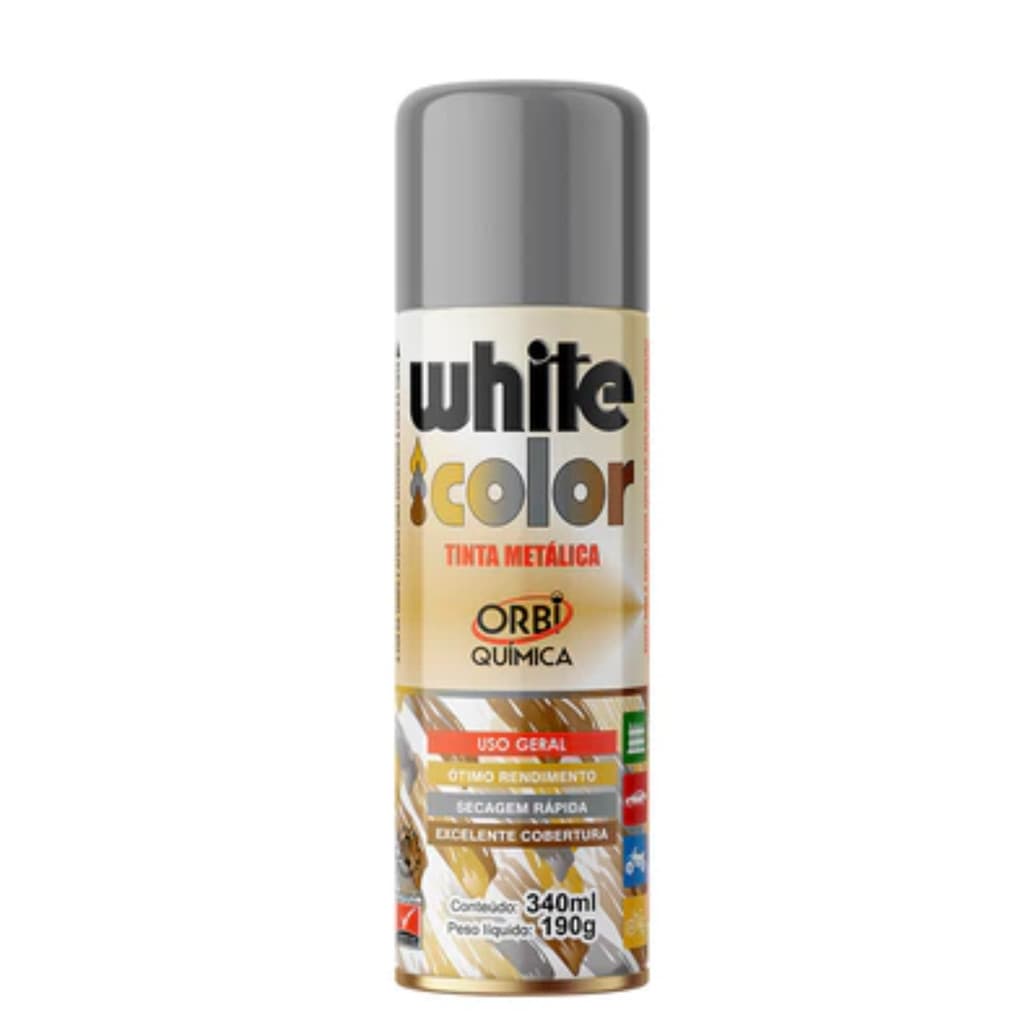 TINTA SPRAY 340ML - WHITE COLOR - TINTA METALICA - ORBI QUIM