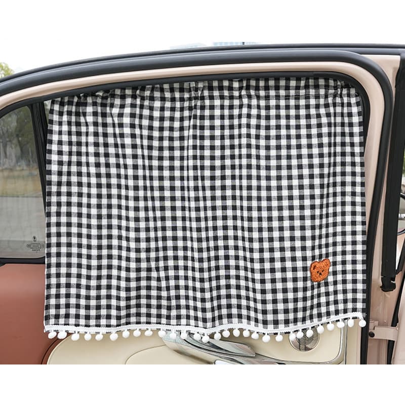 Cortinas Laterais de Algodão com Estampa de Urso para Carro, Proteção Solar e Isolamento Térmico de Verão DUKQ