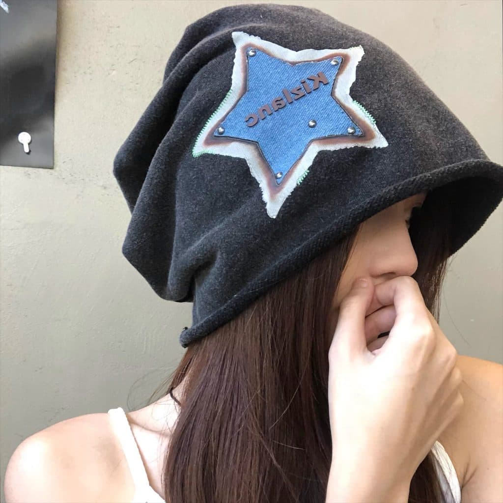 Americano Retro chapéu frio estrela pilha chapéu outono inverno feminino chapéu fino Baotou chapéu y2k pulôver chapéu de