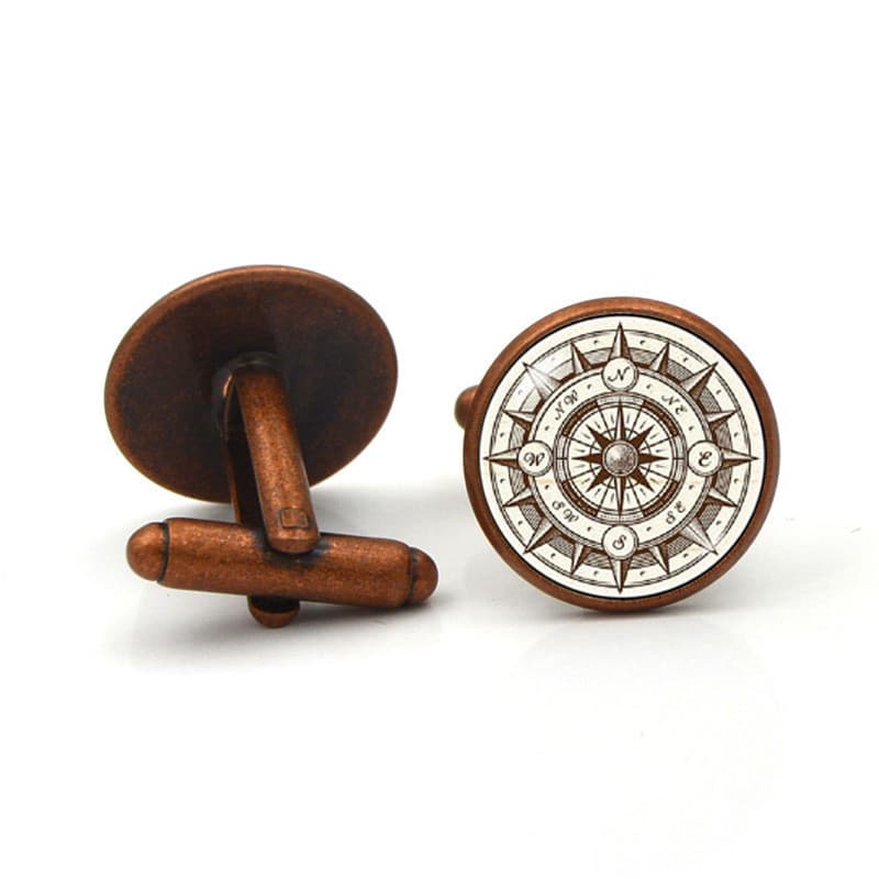 Europeu americano jóias Retro bússola tempo Gem abotoaduras masculino feminino abotoaduras gravata clipe manguito unhas