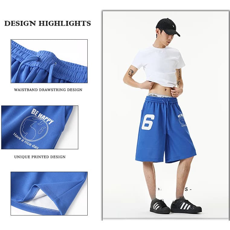 Shorts de ginástica masculino americano High Street azul shorts esportivos quinto calças shorts de basquete masculino ca