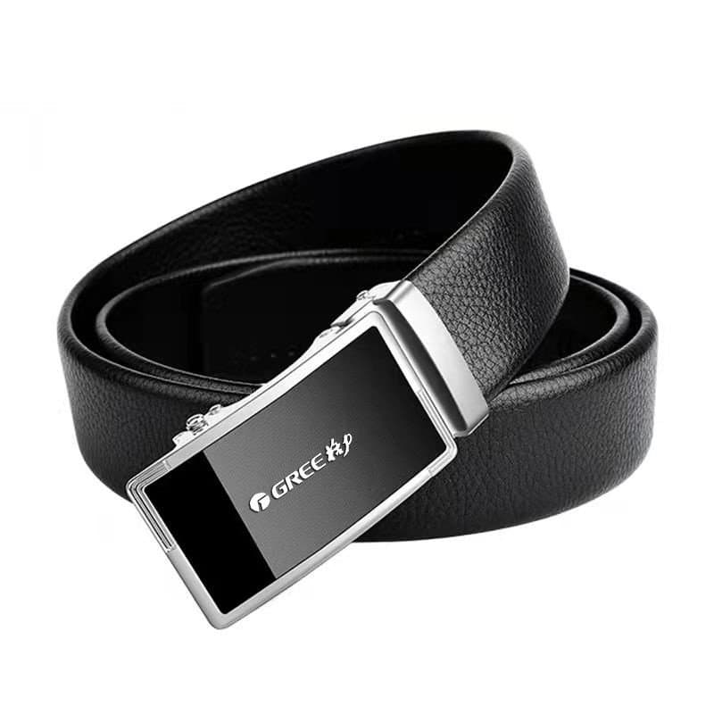 Conjunto de Cinto de Couro Genuíno Masculino KO7U Gree, Cinto Masculino de Couro com Fivela Automática, Cinto de Negócio