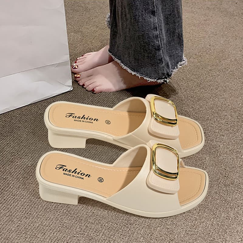 Senhoras novo estilo All-Match moda exterior usar sandálias chinelos antiderrapante versão coreana resistente ao desgast