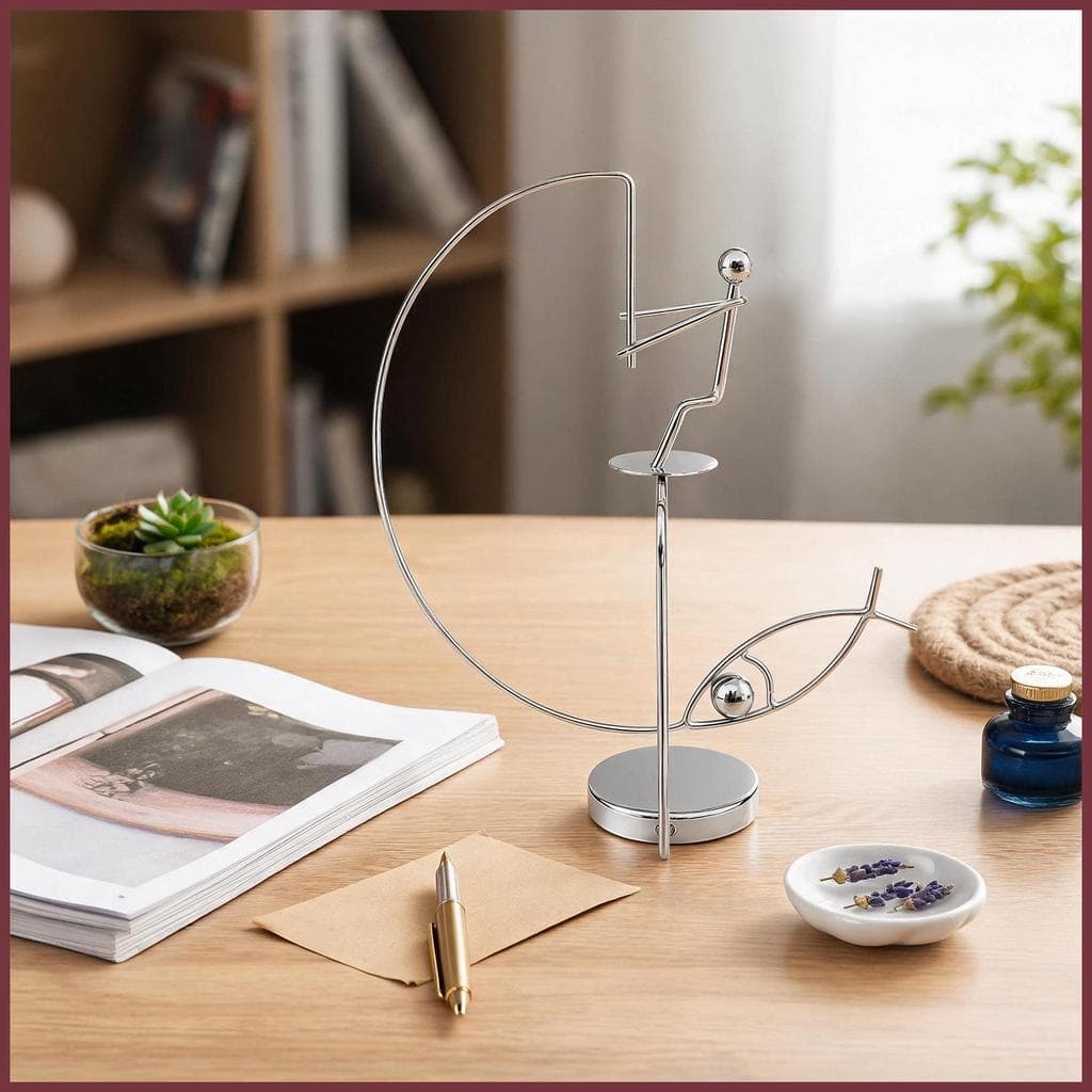 Pescador Equilíbrio Escultura Metal Arte Dinâmica Decorações Desktop Ornamentos De Para Crianças Adolescentes Adultos ji
