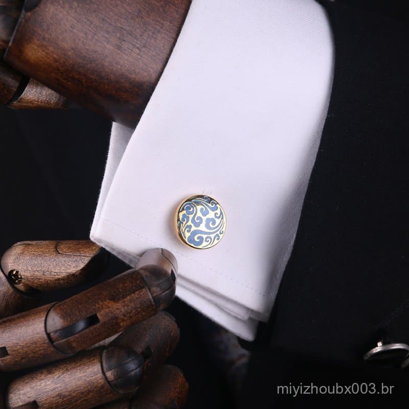 Abotoaduras estilo francês para vestuário formal masculino, botões de punho para camisas sociais, abotoaduras com design