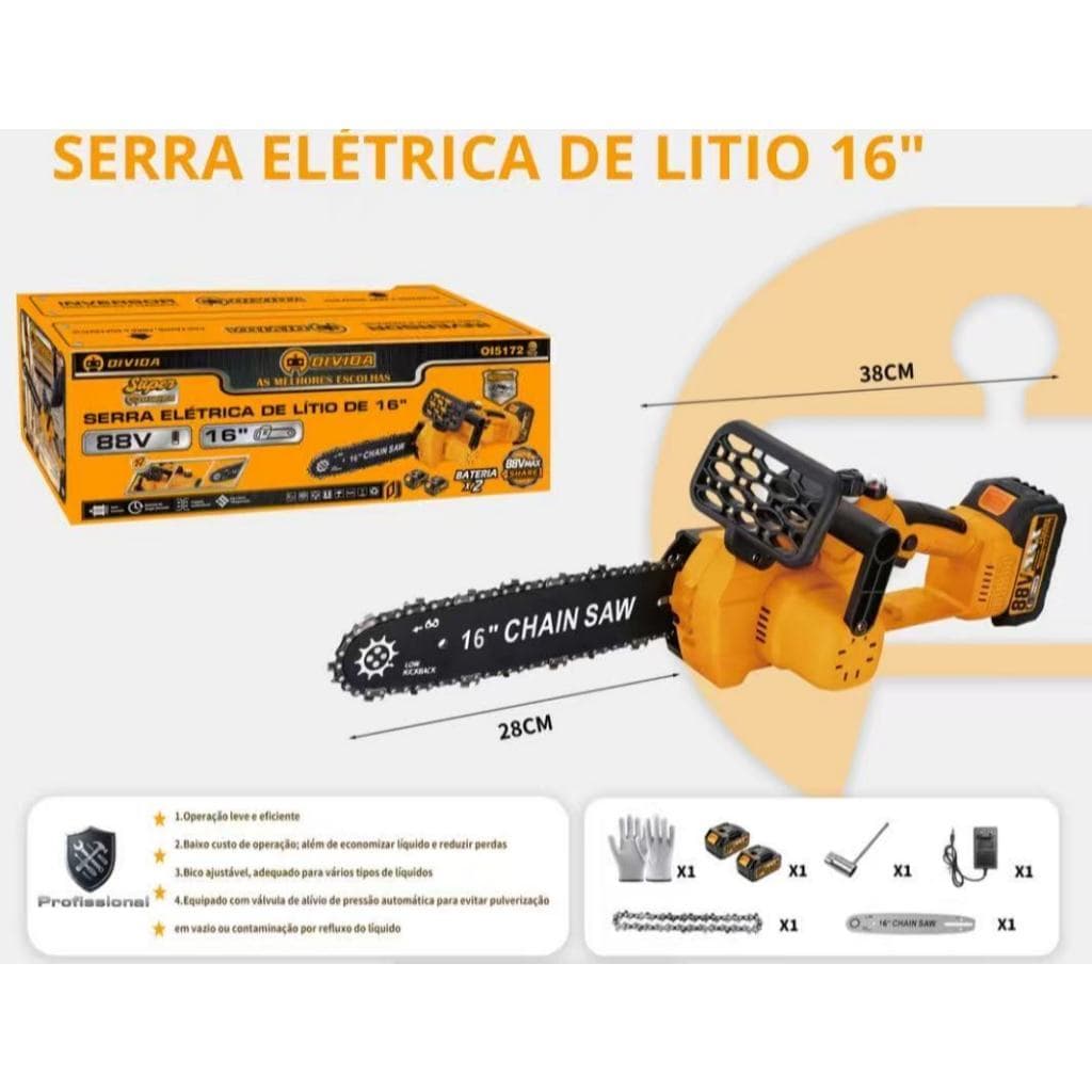 Motoserra Elétrica 2200W 16 Polegadas - Sem Fio, Design Ergonômico, Alta Eficiência