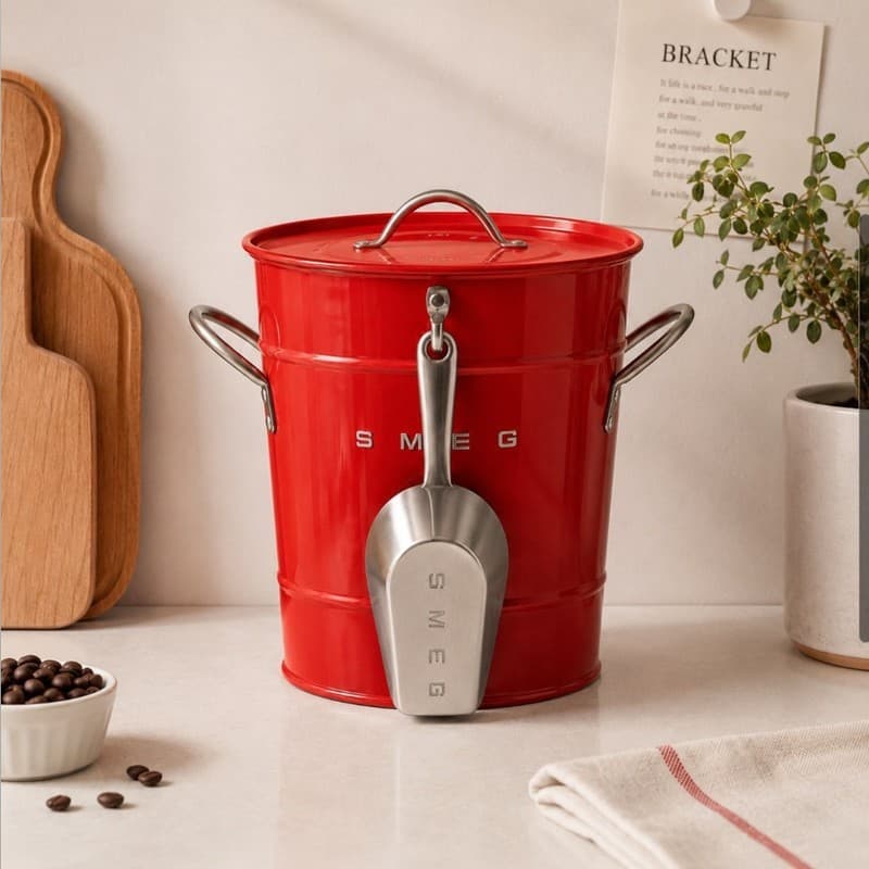 SMEG Balde de gelo retrô italiano Balde de vinho gelado Balde refrigerador de cerveja Caixa de armazenamento multifuncio