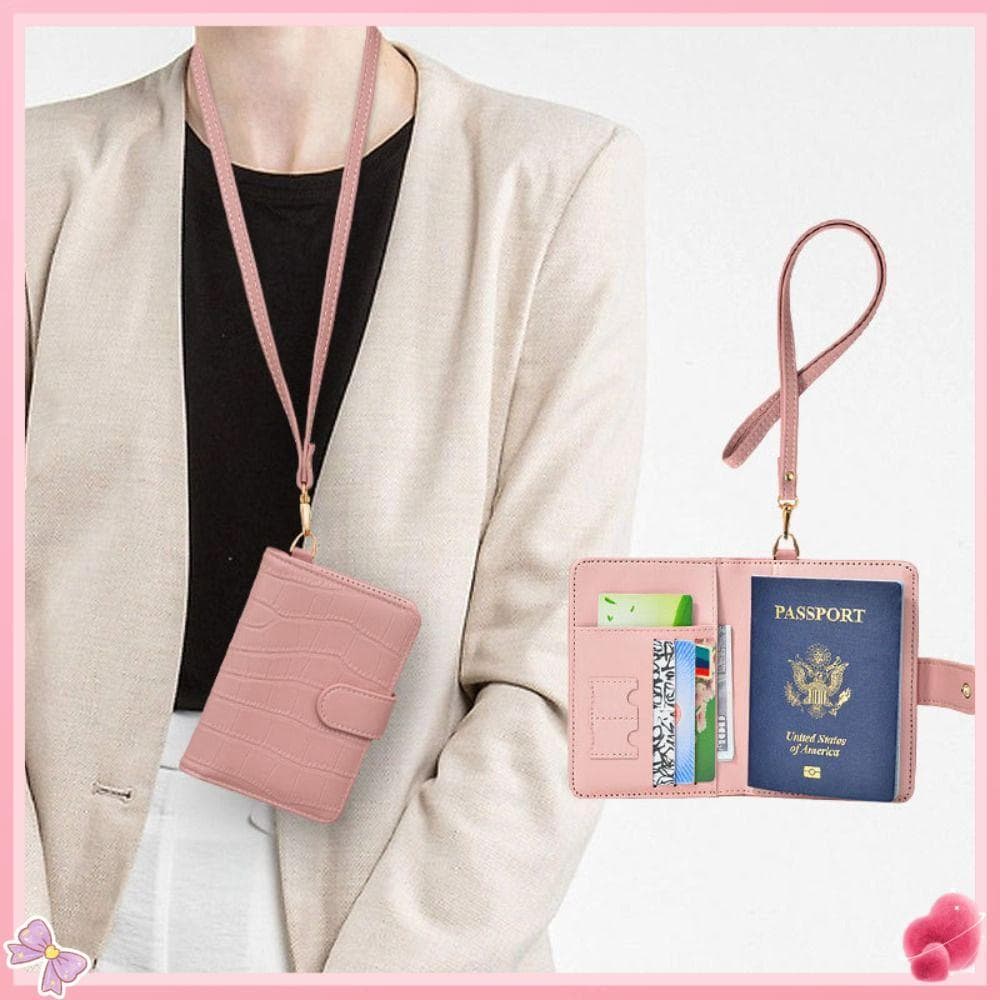 Porta-Cartões De Passaporte , Bolsa Portátil Pendurada No Pescoço Com Padrão De Crocodilo , Capa De Couro Para Bi