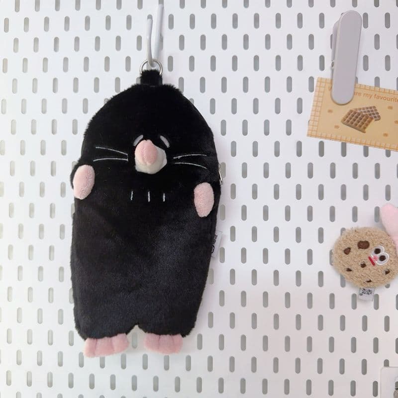 Gato fã toupeira lápis caso bonito saco de armazenamento de pelúcia grande capacidade resistente à sujeira estudantes do
