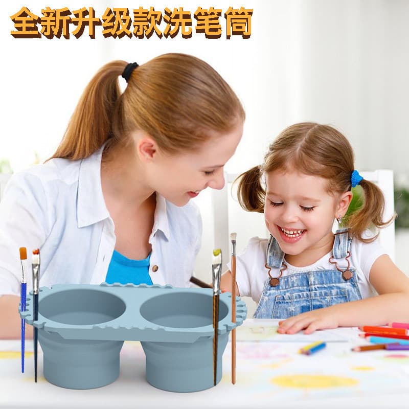 Balde de Silicone dobrável para estudantes de arte, balde de pigmento guache, pintura colorida, portátil, multifuncional