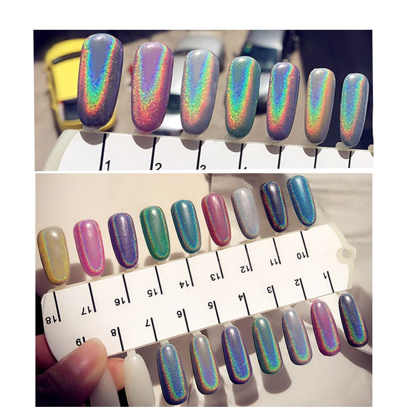 Manicure importado colorido Laser em pó espelho mágico pó arco-íris pó Glitter pó prego Metal em pó 1g