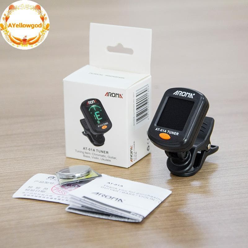 AYellowgod Colorido AT-01A Afinador De Guitarra Rotativo Clip-on Tuner Digital Eletrônico Display LCD Para Acústica Baix