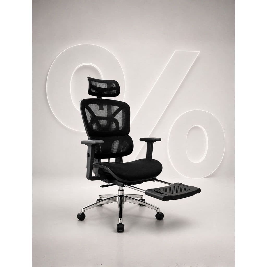 Cadeira Gamer Executiva Shenzhen Preta Premium em Mesh com Suporte Lombar e Apoio de Cabeça