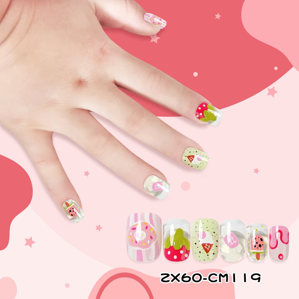 Vem com adesivo adesivo para crianças usam unhas 12 peças remendo de unhas desenho animado adesivo de Manicure fofo