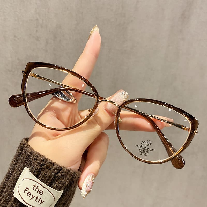 Óculos de proteção contra luz azul estilo olho de gato, modelo tq5740, novo design, armações de lentes planas, cor gradi