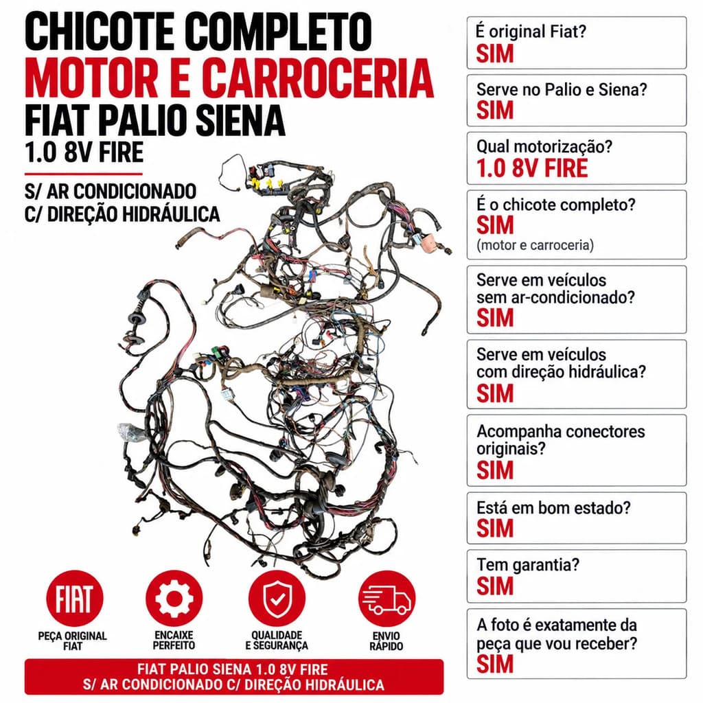 Chicote Completo Motor Carroceria Palio Siena 1.0 8V Fire