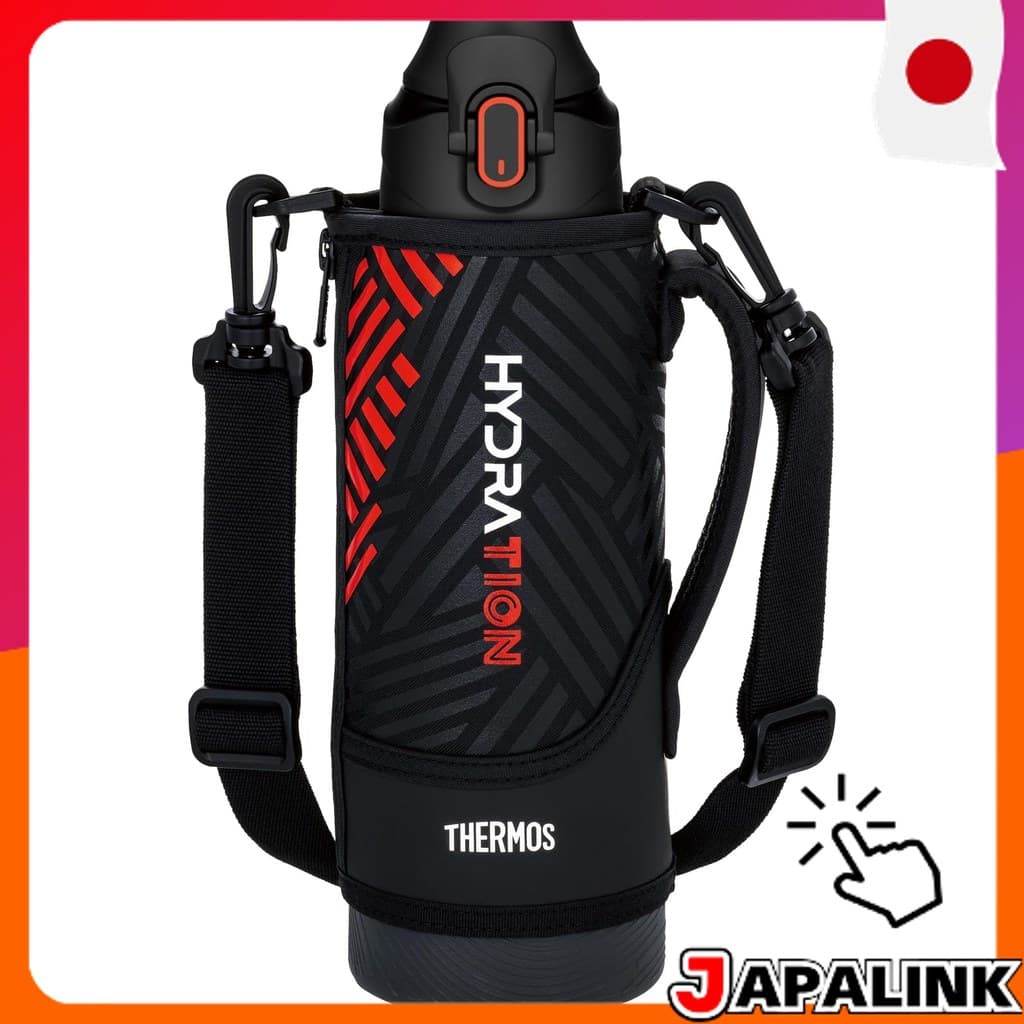 THERMOS Garrafa Térmica Esportiva Preto Laranja com Porta e Alça Confortável FJS-1000F 【Direct from Japan】