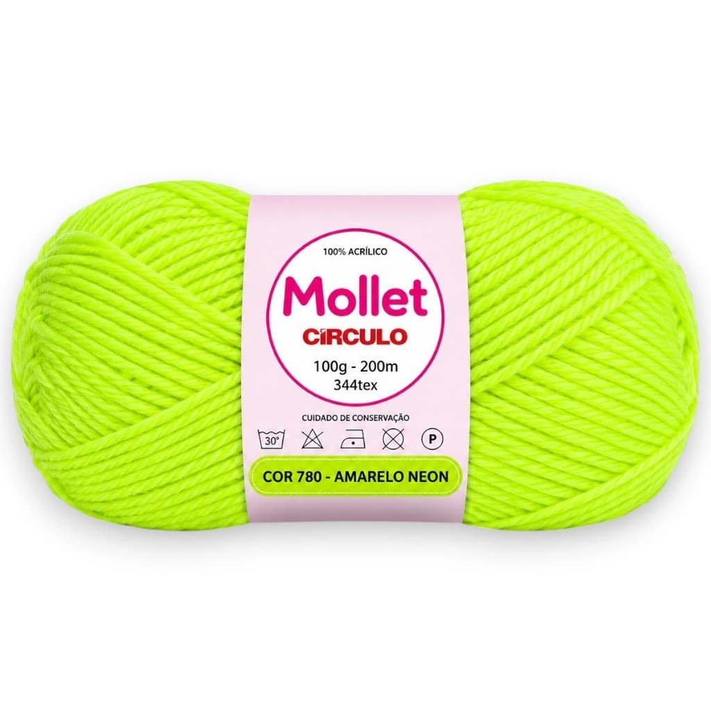 Fio Mollet Círculo 100g 200m Cor 780 Amarelo Neon – 100% Acrílico