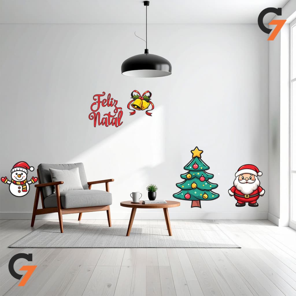 Adesivo de Parede Para Lojas Vitrine Casa Decoração Natalina Cartela Natal Autocolante Lavável