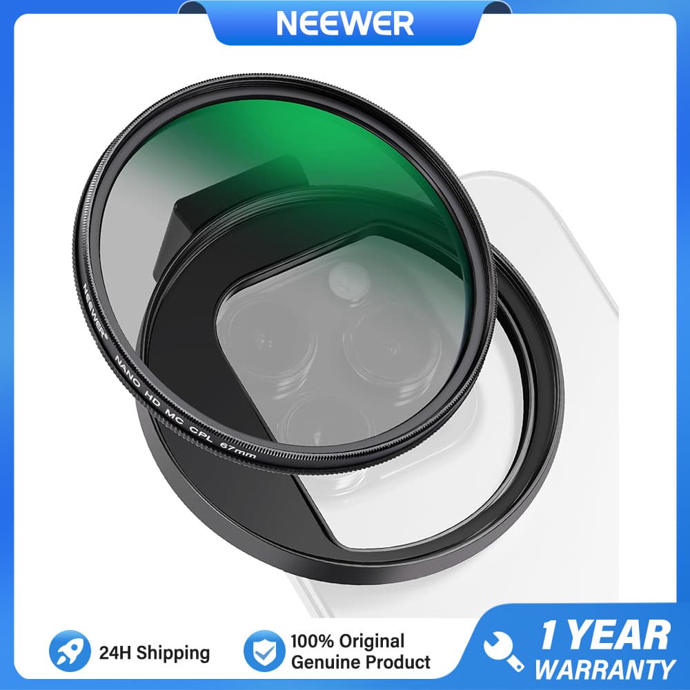 Filtro NEEWER FL-41 CPL Para Telefone , Polarizador De Lente De Câmera De 67 Mm Com Clipe De Sapata Fria De Metal