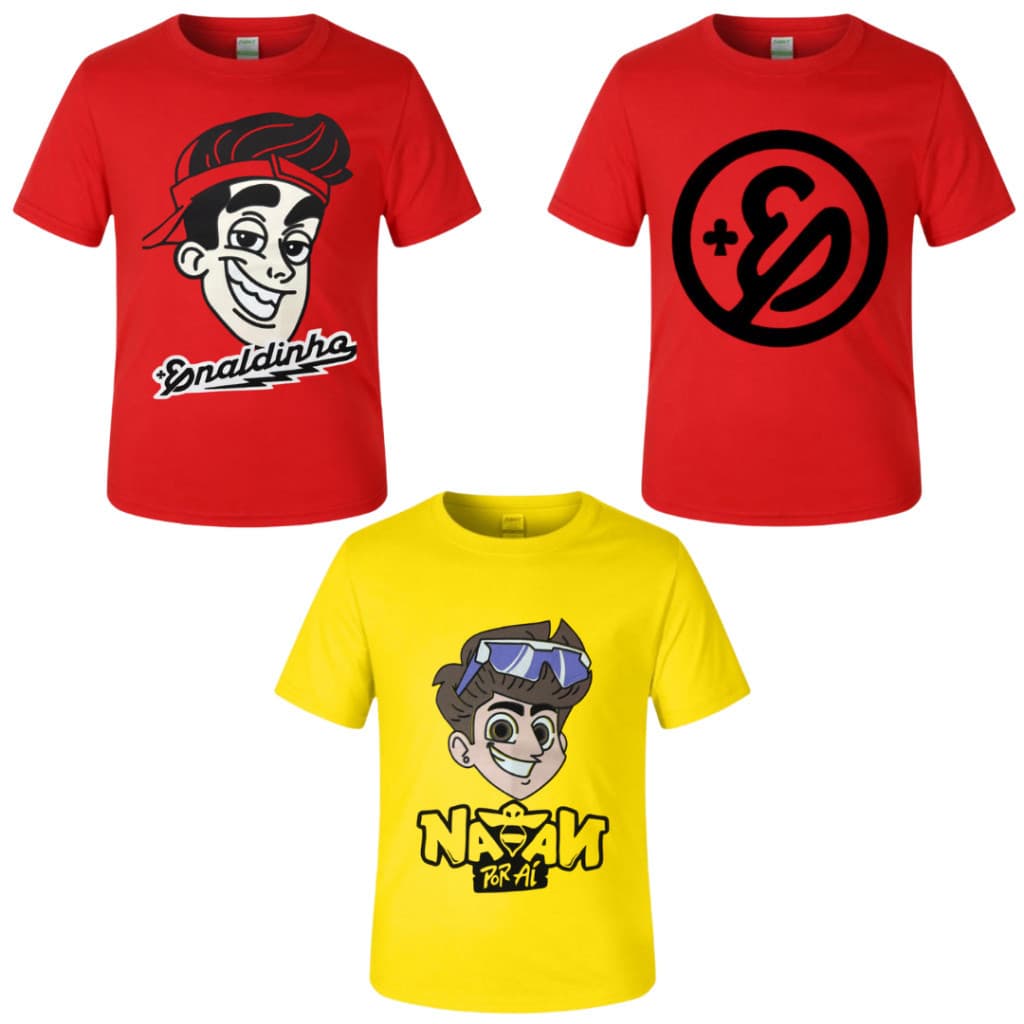Camiseta camisa Fantasia Infantil Natan Enaldinho You Tuber Gamer Rei do Bafo