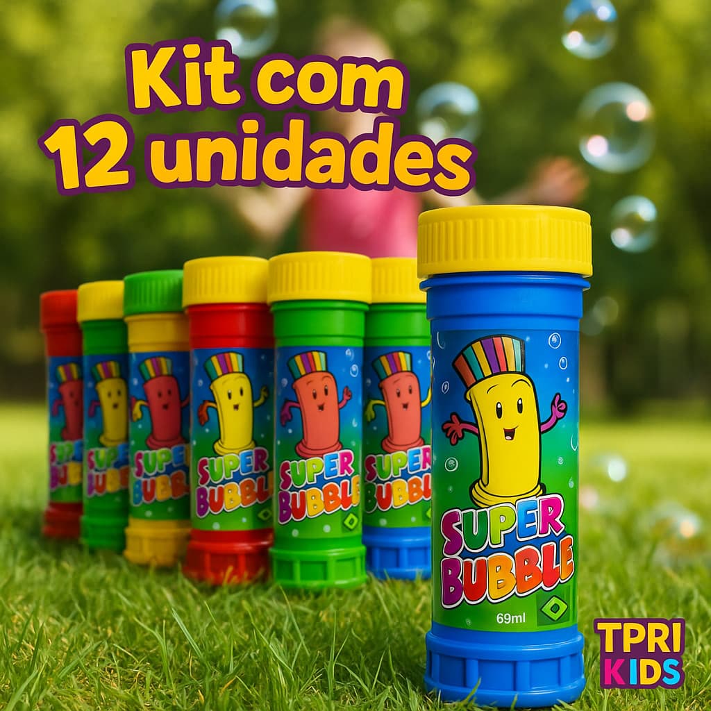 Kit 12 Bolha de Sabão Brinquedo Infantil Lembrancinha Festa Aniversário Brinde Escolar Junina Top