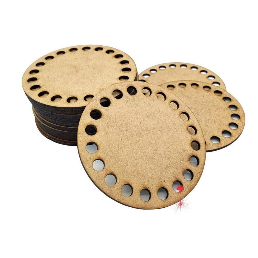 15 Fundo Bases Mdf Para Crochê Cestos Fio De Malha 12cm