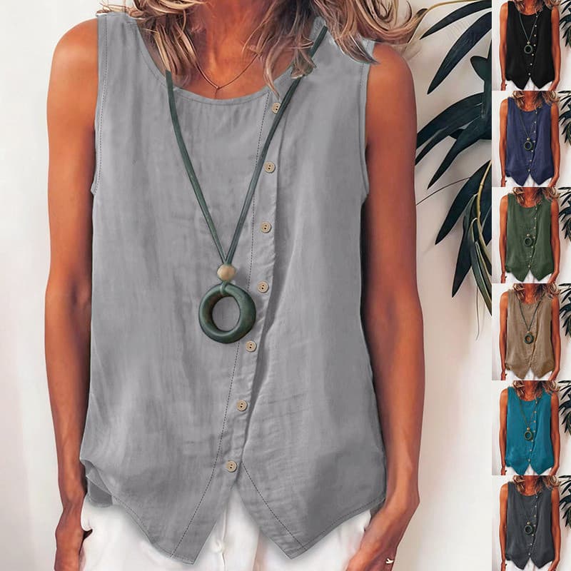 Moda Feminina Colete Senhoras Topos Casual Botão Único Breasted Solto Topo Para Mulher