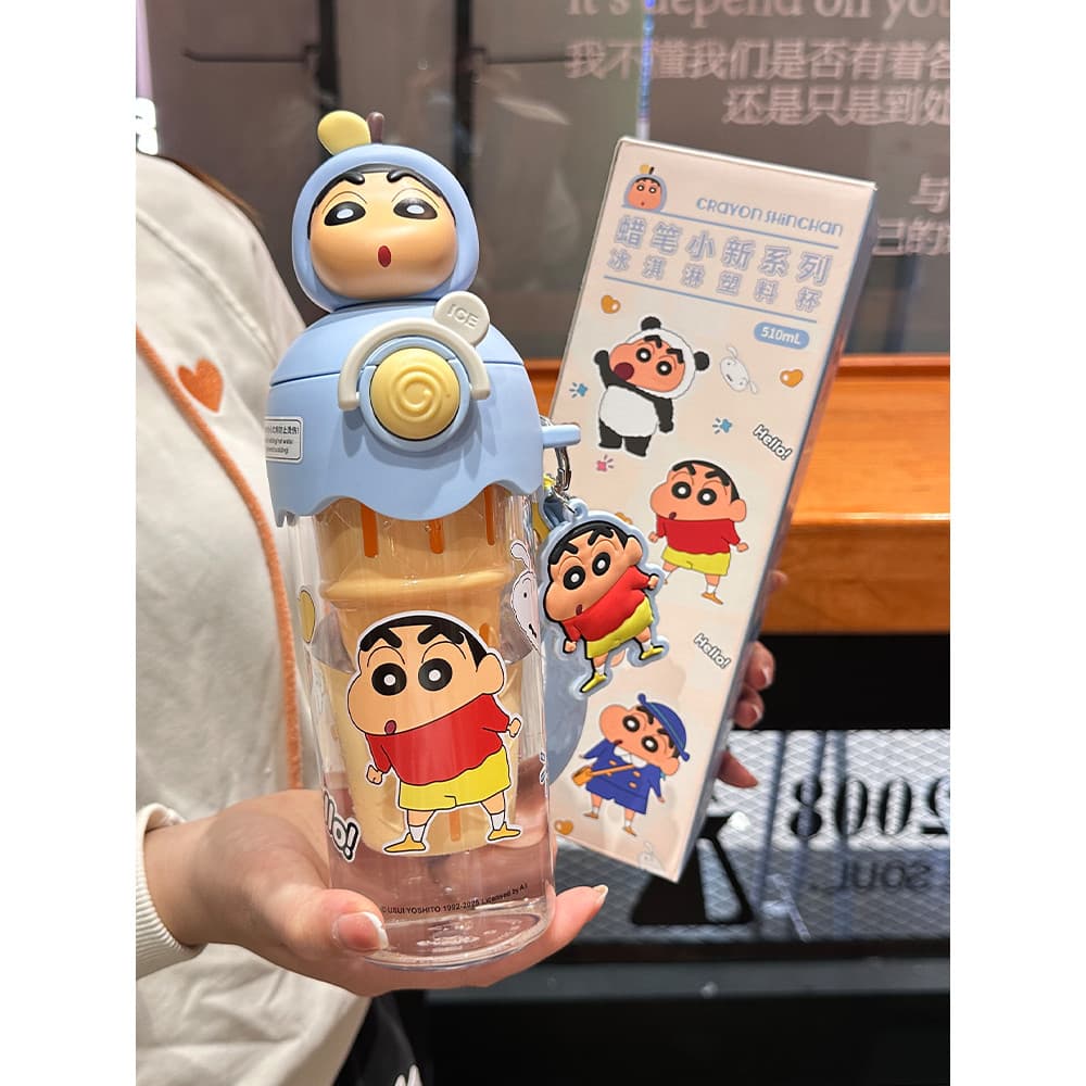 Crayon Shin-Chan copo de água infantil tritan2025 novo estilo verão palha copo de água feminino de alto valor chá copo d