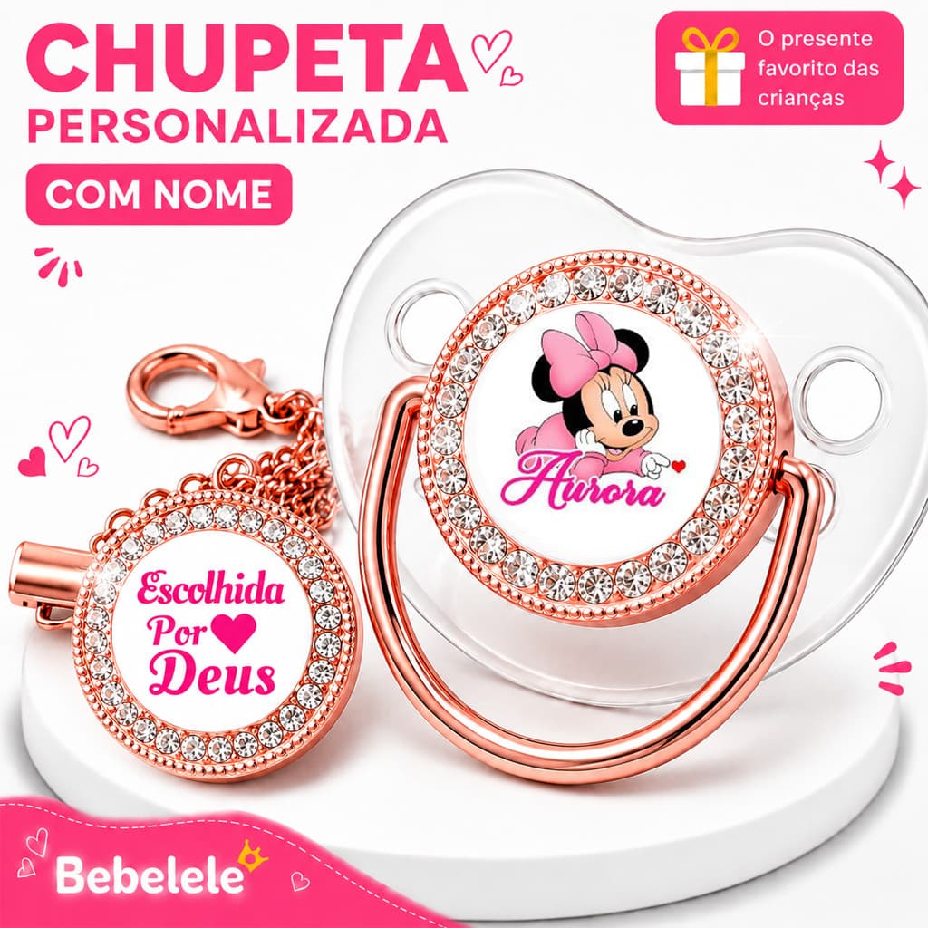 Chupeta para Bebês com Nome Personalizado, Chupeta de Silicone Livre de BPA &PMA1