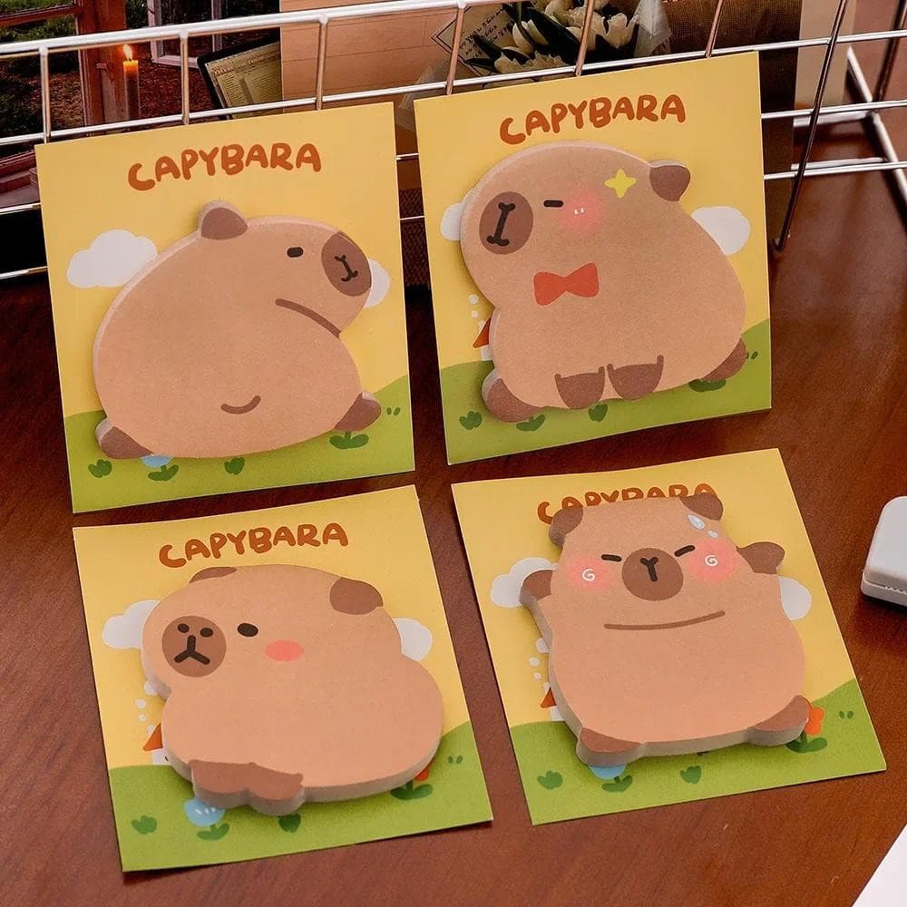 12 Pçs Dos Desenhos Animados Capivara Bloco De Notas Estudante Bonito Auto-Adesivo Caderno Mensagem N Vezes Pegajosas