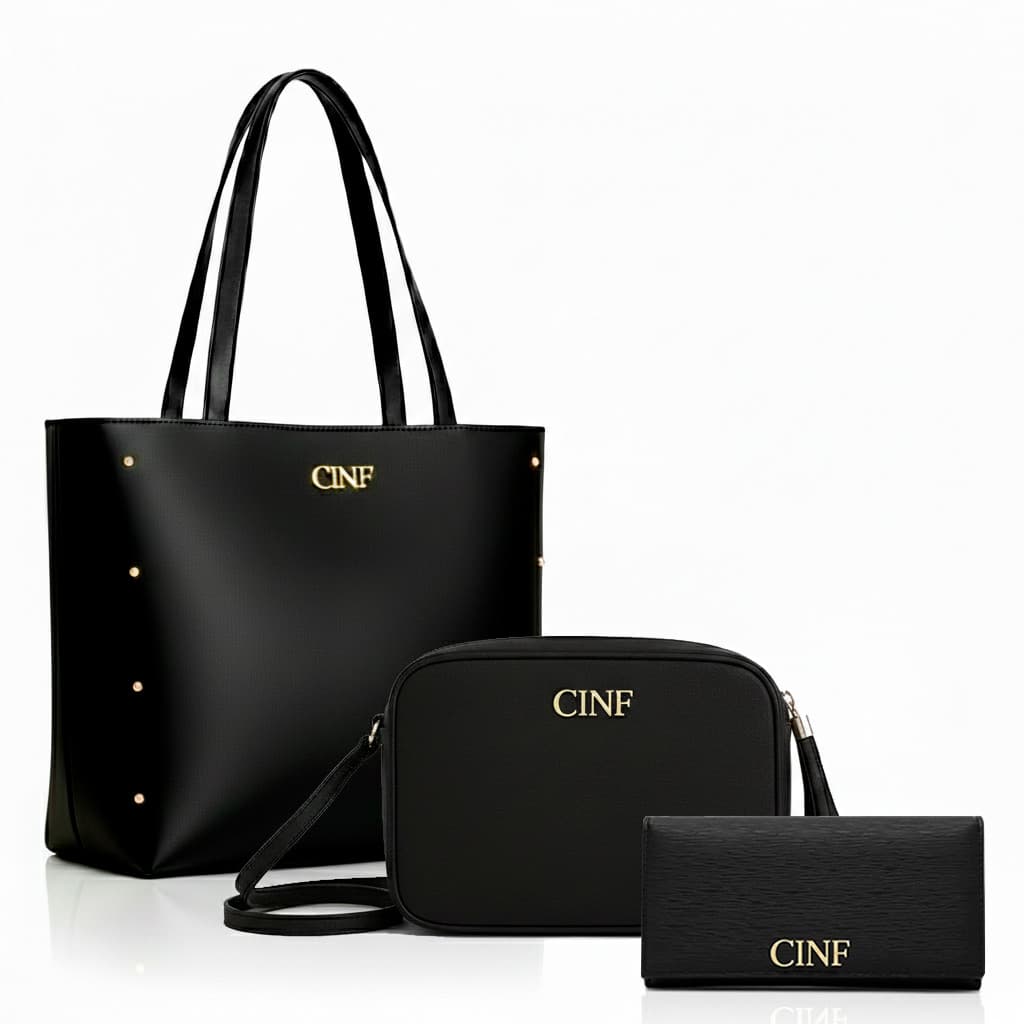 Bolsa Feminina Kit 3 Sacola Grande Transversal e Carteira